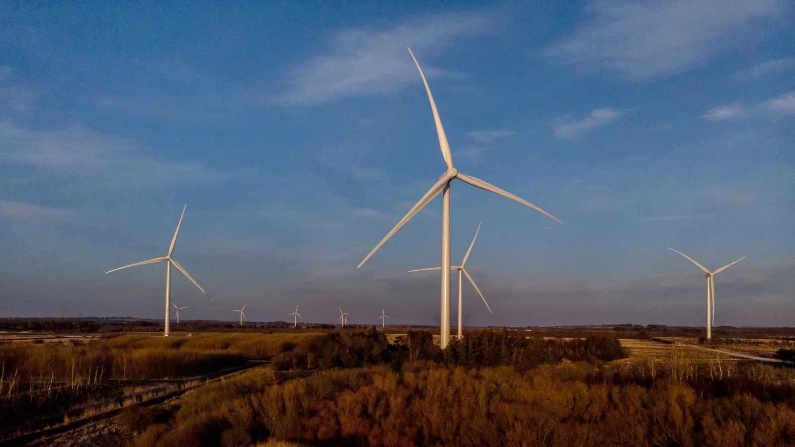 Landskab med marker og vindmøller
